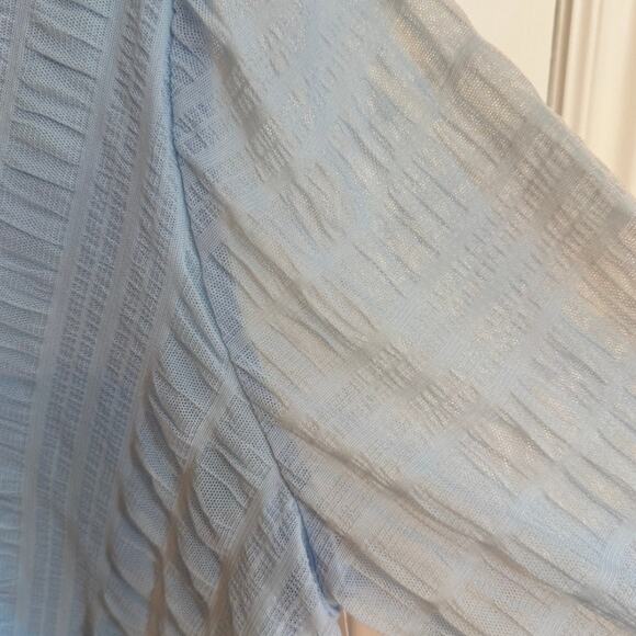 SO Blue Textured Long Sleeve Wrap Bodysuit Women’s XL Feminine Pastel Date Night - Picture 8 of 9